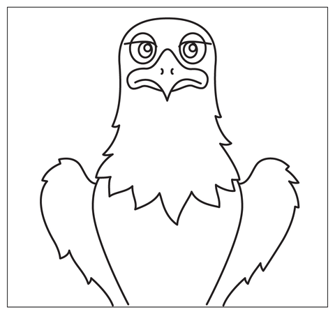 Cartoon Eagle Selfie Coloring Page